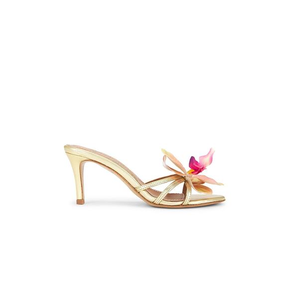 Alameda Turquesa Cecily Heel Mule - 37 Us 6 Gold - Picture 2 of 5